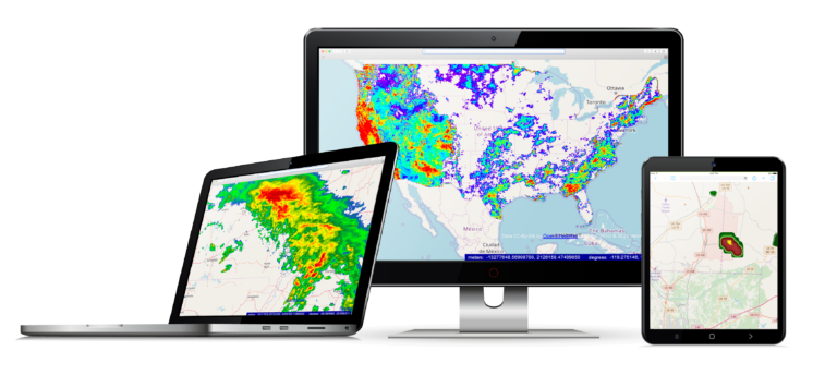 Weather data images viewed from computer screens, laptop screens and tablets.