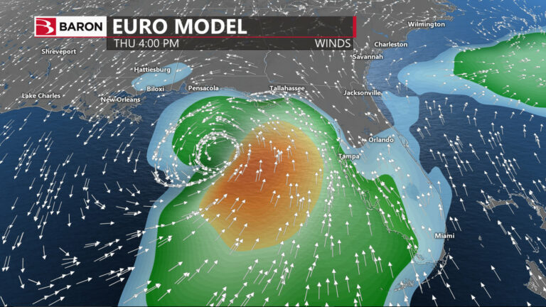 Screen shot of Euro model winds