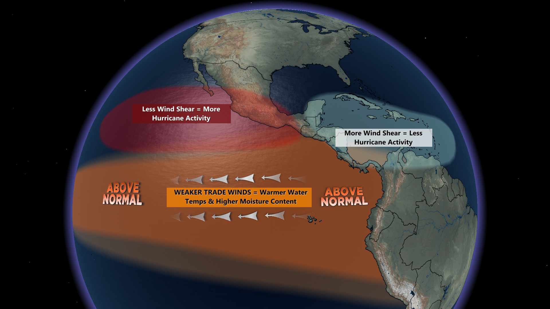 A map of tropical impacts from El Nino.