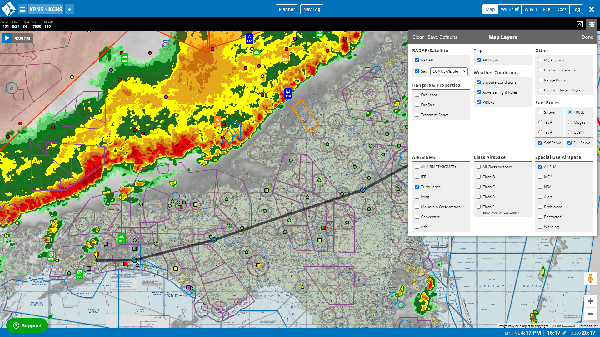 iFlightPlanner or iFlightPlanner for AOPA current and accurate data via Baron’s aviation weather services.