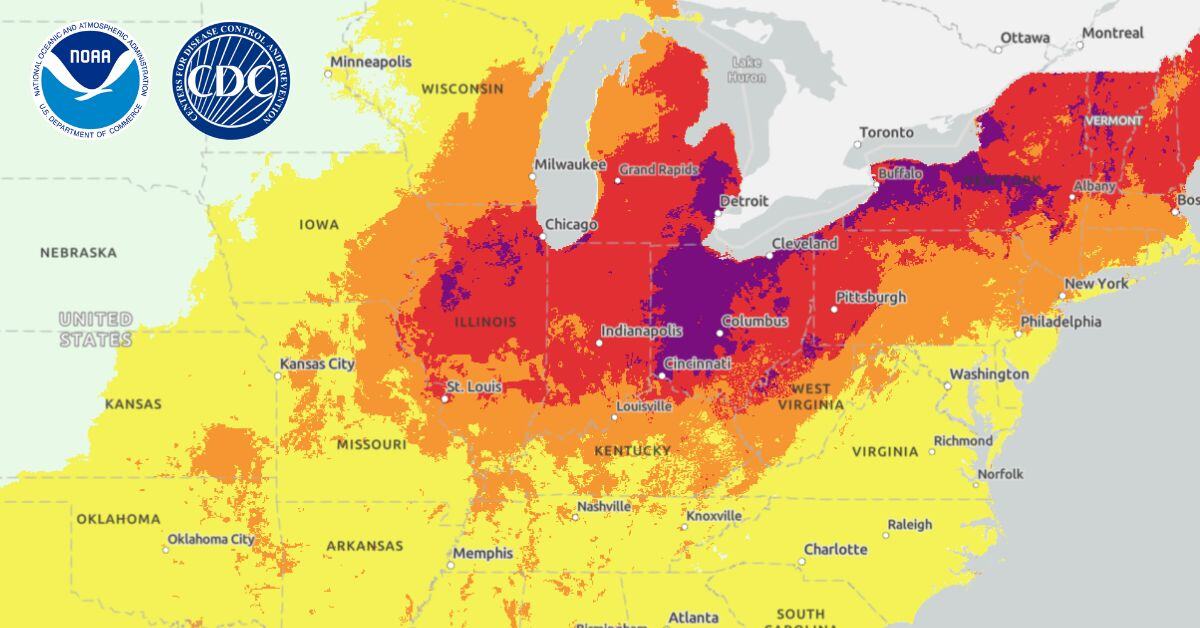 Snapshot of NWS CDC HeatRisk