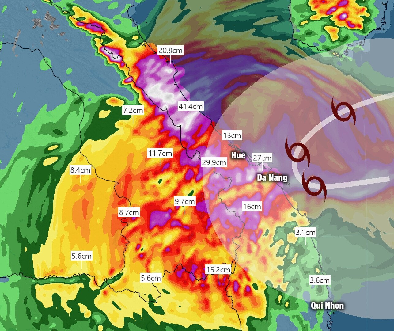 Vietnam Model TotalPrecip Cyclone Trami